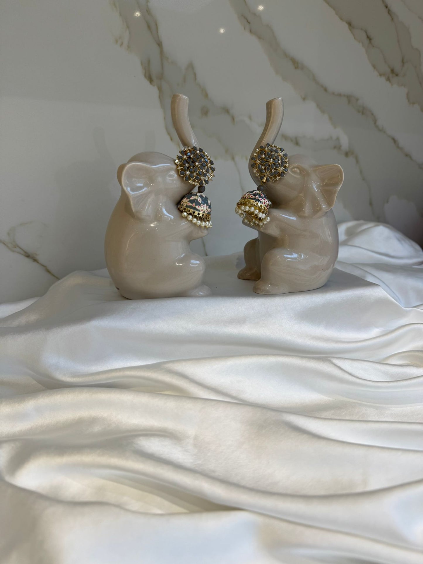 Grey Jhumka Earrings