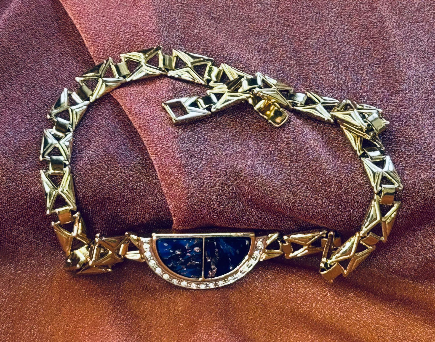 Gold Plated Lapis Glass Necklace