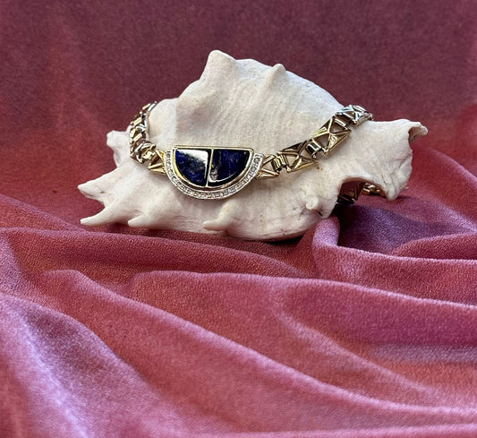 Gold Plated Lapis Glass Necklace